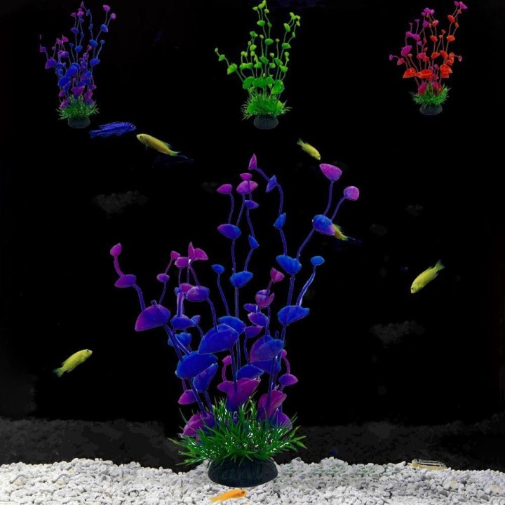 Künstliche Aquarium Pflanzen Dekoration Gras Unterwasser Aquatische Kunststoff Pflanzen Aquarium Ornamente violett
