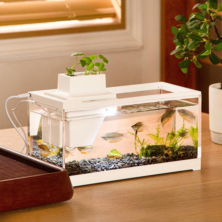 Fische Winziges Aquarium Büro Kleines Betta Aquarium Licht Mit Filter Mikro-landschaft Aquarium Büro Desktop Home Ornamente