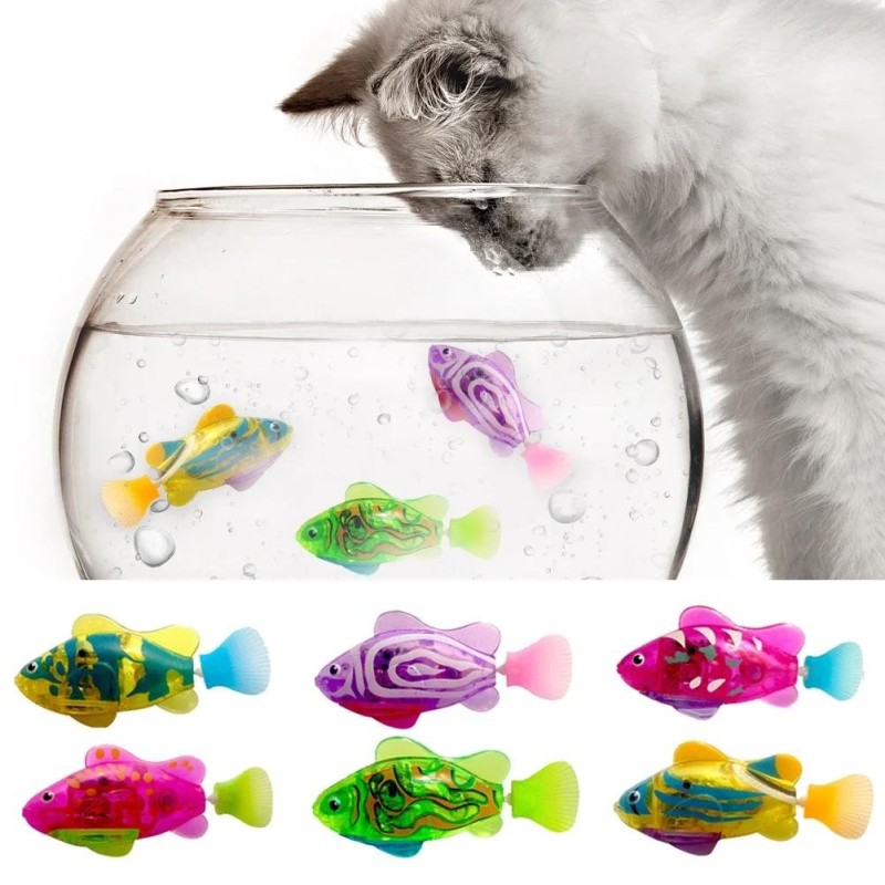 1/3/6/8 stücke Katzenspielzeug Interaktiver Roboterfisch LED beleuchtetes wasseraktiviertes Katzen-Elektroschwimmfischspielze