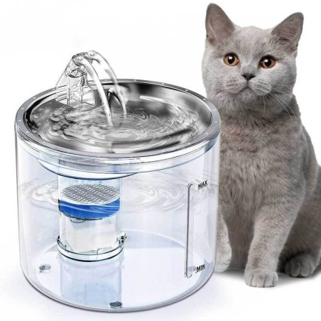 Automatischer Katzentrinkbrunnen Edelstahl-Katzenbrunnen mit Filter Visueller Wasserstand Haustierhunde Katzen Trinkwasserspe