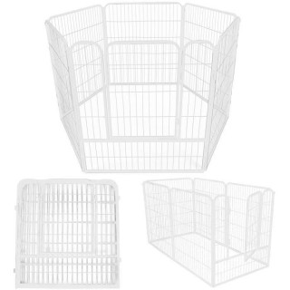 Modulierbares Hundegehäuse - Springos® - 6 Parteien - Biegsam - 184 cm x 94 cm - Métal blanc