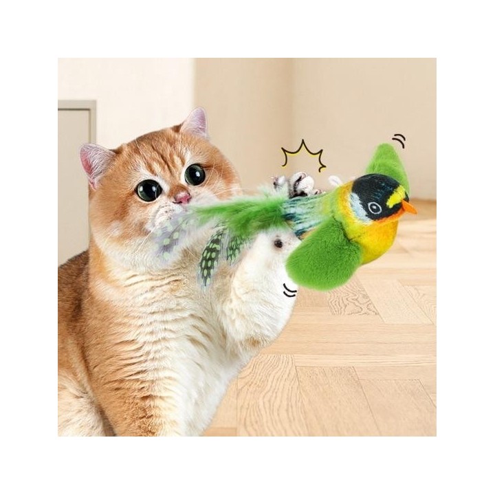 Zwitschern Vogel Katze Spielzeug Interaktive Flattern Flügel Plüsch Vogel Spielzeug Batterie Betrieben Stimulieren blau