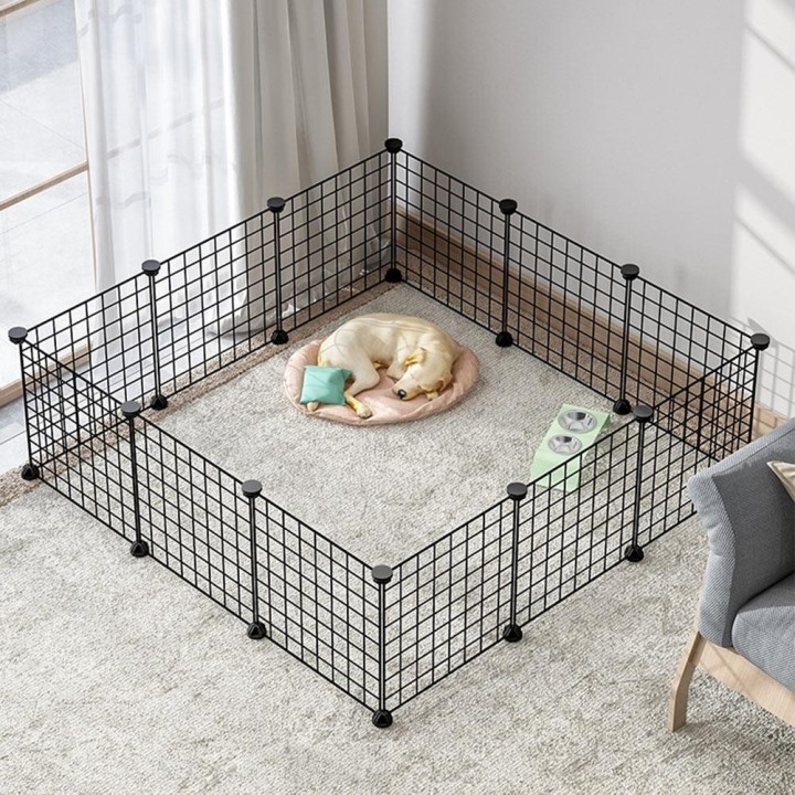 DIY Haustier-Zaun und Nest, langlebiges Haustier-Laufstall, Hundegitter-Tor, Haustier-Mesh-Tor für Haustier-Hunde 1 pcs grau