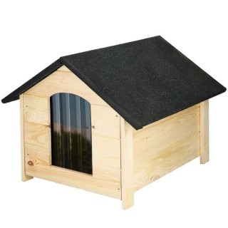 Maison pour chien en bois - Springos® - 66x51,5x51 cm - Innenraum - Imprägniertes Holz - Polystyrol
