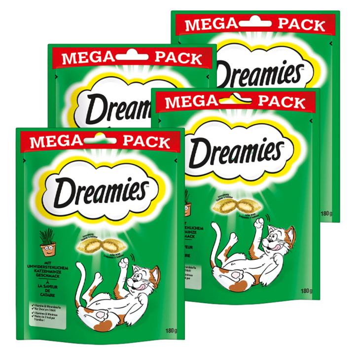 DREAMIES Portionsbeutel Mega Pack mit Katzenminze Geschmack 180g