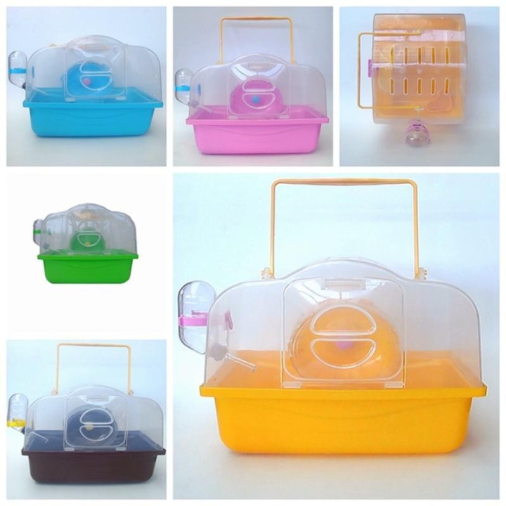 Tragbarer, einlagiger, transparenter Villa-Käfig im pastoralen Stil mit Griff für syrische Hamster 23*18*20cm orange