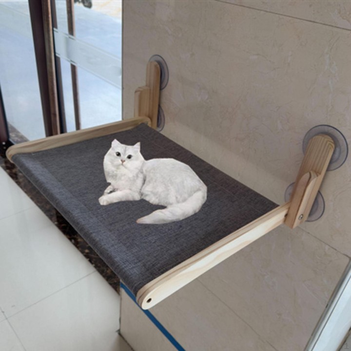 Katzenfenster-Sitzstange, Hängematte für faltbare Saugnäpfe, atmungsaktives Bett, Ruhesitz Wood color