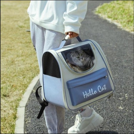 Tragbarer, faltbarer Haustier-Rucksack, atmungsaktive Raumkapsel, wasserdicht, bissfest, großes Raumzubehör für Katze und Hun
