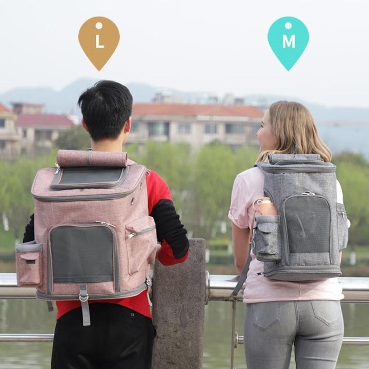 Atmungsaktiver Haustier-Katzen-Träger-Rucksack Faltbarer Haustier-Träger-Transport Reisetasche Outdoor-Reise Tragbare Hundeta