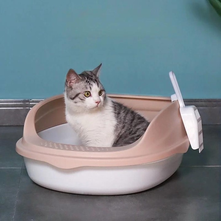 Katzentoilette, tragbare Katzentoilette, abnehmbare, halbgeschlossene Katzentoilette, Töpfchentoilette für Kaninchen, mittelg