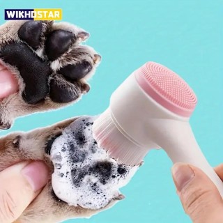 1 Stück Silikon-Pfotenreiniger und Massagebürste für Haustiere, doppelseitiges Hundepflegewerkzeug für gesundes Fell und gesu