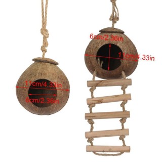 Papageien-Vogelnest aus natürlicher Kokosnussschale, Versteckhaus, Laufstall, Vogelzubehör für Hamster, Meerschweinchen