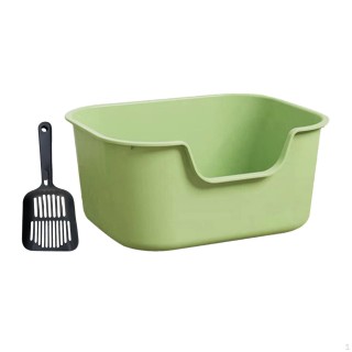 Katzentoilette mit erhöhten Seiten, tragbarer Sandkasten für Kätzchen, inklusive Schaufel grün