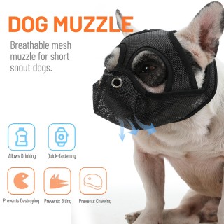 Maulkorb für Hunde, atmungsaktives Netzgewebe, für Hunde mit kurzer Schnauze, verhindert Beißen, Bellen Large grau/orange