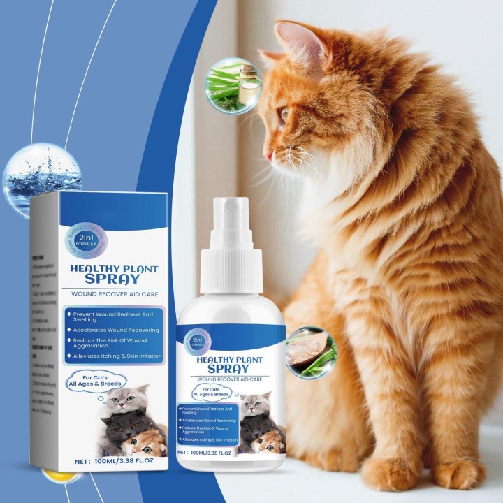 Wundspray für Katzen, Reinigung, Wartung, Genesung, Hautpflegespray für Haustiere, 100 ml One Size