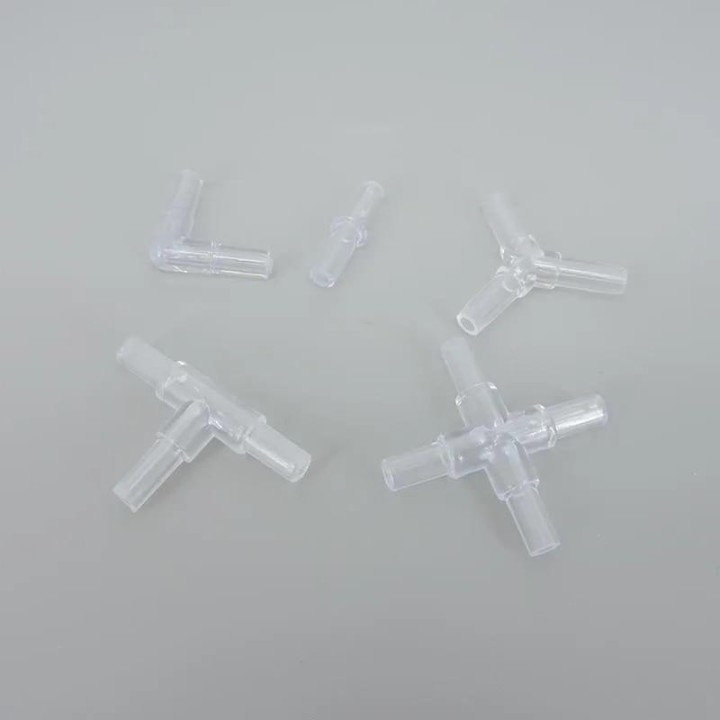 10 Stück 5 mm transparente Aquarium-Wasserrohrverschraubungen, Luftpumpenschlauch, Schlauchverteiler, Splitter, Ellenbogen-T-