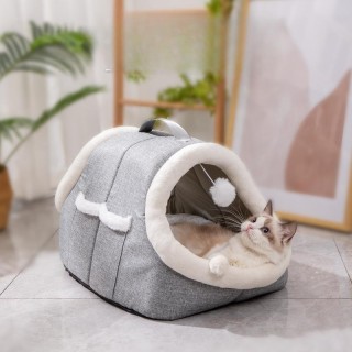 Katzennest ist im Winter warm Abnehmbares und waschbares halbgeschlossenes Katzenhaus Doppeltür Gewölbtes Haustiernest 55*43*