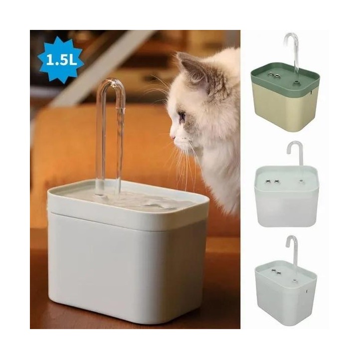 1,5 l Haustier-Wasserbrunnen für Katzen und Hunde, automatischer elektrischer Trinknapf, Spender Pet water dispenser grün