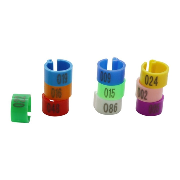 1 Packung Digital Markup Vogel Clip Ring Vögel Identifikation Werkzeuge 8mm Taube Fuß Ringe Haustierbedarf Nr.001-100 rot