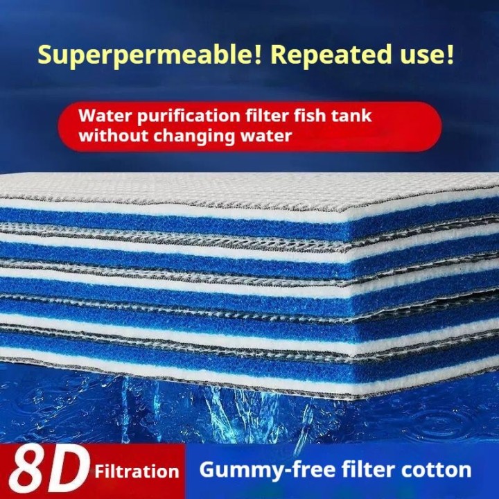 Aquarium 8D Schwamm Fischteich Filter Baumwolle Reinigung Reiniger Wasser Reinigung Ohne Gel Baumwolle Filter Medium Baumwoll