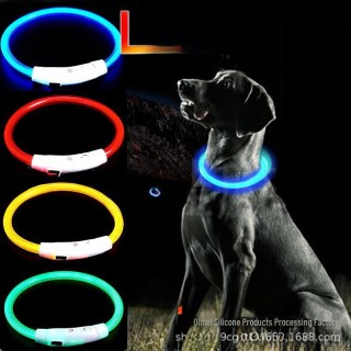 Über USB wiederaufladbares LED-Hundehalsband mit blinkender Glasfaser L-Bag gelb