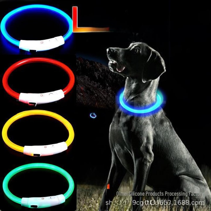 Über USB wiederaufladbares LED-Hundehalsband mit blinkender Glasfaser L-Bag gelb