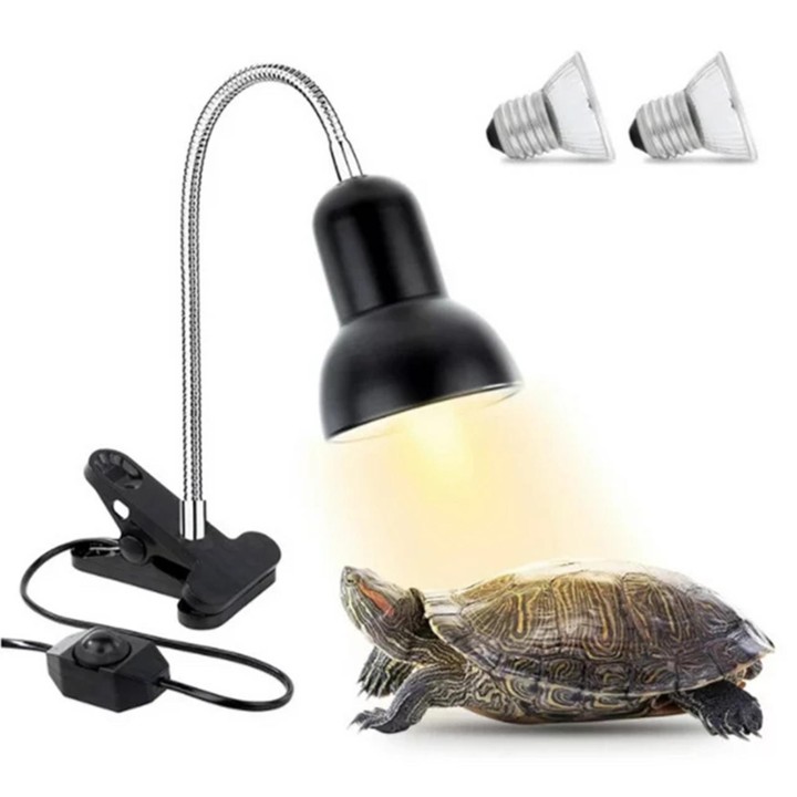 Reptilien-Heizlampe, UVB-Reptilienlicht mit 50-W-70-W-Glühbirnen, Klemm-Sohlenlampe für Eidechsenschildkröten US Plug schwarz