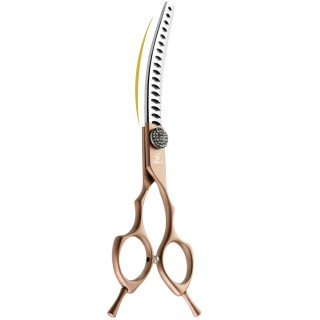 Sangelar 6,5 Zoll gebogene Effilierschere für die Fellpflege von Haustieren, entfernt 20–35 % und 40–55 % der Haare, goldfarb