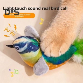Zwitschernder Vogel, Katzenspielzeug, interaktive Simulation, elektrischer Vogel, berührungsaktivierter Plüschvogel, Katzensp