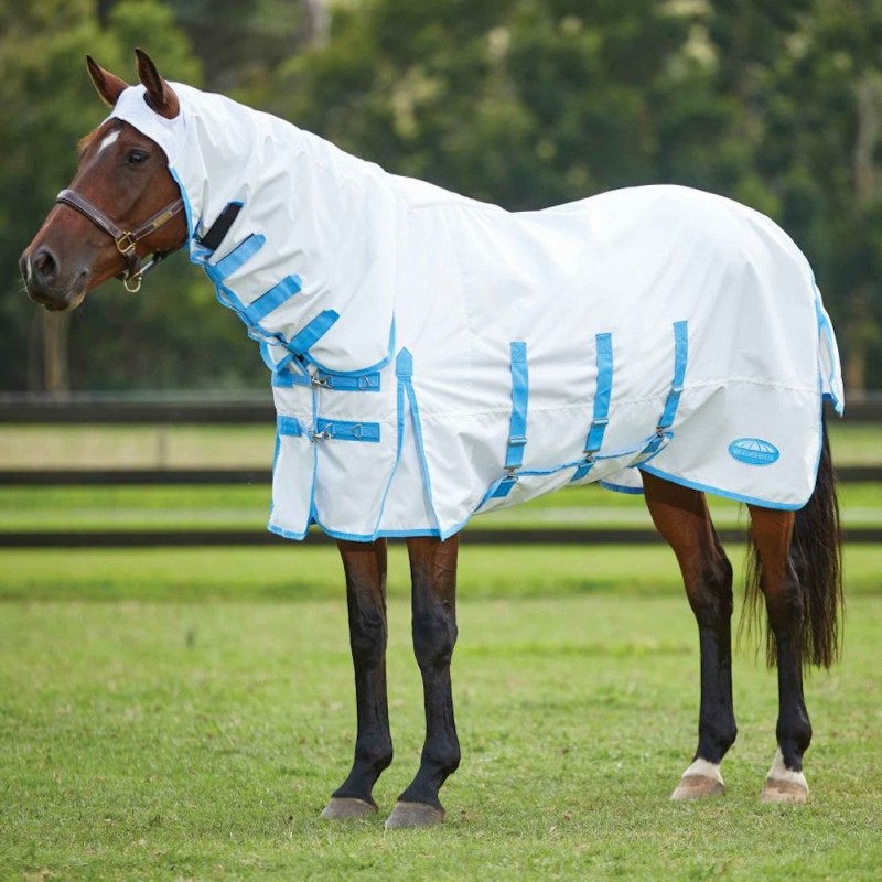 Weatherbeeta Comfitec Sweet Itch Shield Combo Ekzemerdecke - white/blue