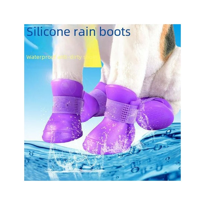 Wasserdichte, rutschfeste Hunderegenstiefel aus Silikon – modische und süße Haustierschuhe auf Lager S grün