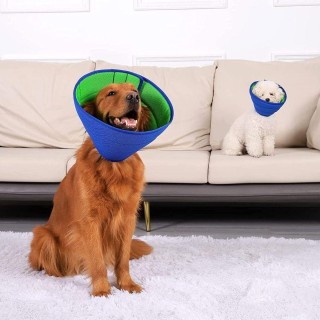 Haustierhalsbänder Einstellbare Katze Hund Anti-Biss-Kragen Chirurgie Wundheilung Schutz Kätzchen Welpen Hals Kegel blue-gree