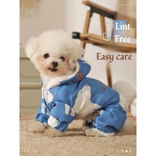 Hundekleidung für Herbst und Winter, spritzwassergeschützt, für Welpen, warme vierbeinige Baumwollkleidung, wasserdichte Klei