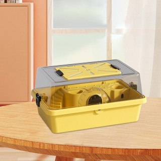 Hamsterkäfig, doppellagig, luxuriös, atmungsaktiv, Belüftung für Kleintiere, mit zu öffnender Oberseite gelb