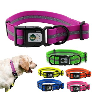 Hundehalsband, PVC, wasserdicht, Haustierhalsbänder, geruchshemmend, langlebig, verstellbar, Polyester, weich, mit reflektier