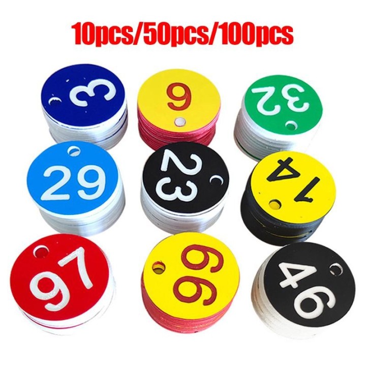 10/50/100 Stück rotes Bienenstock-Nummerierungsschild, Bienenstock-Tags, Etiketten mit Loch, ABS, rund, Imkereibedarf 2001-1-