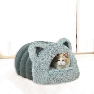 Katze Höhle Bett Plüsch Graben Warme Nest Schlafsack für Kätzchen Kleine Tier M gray