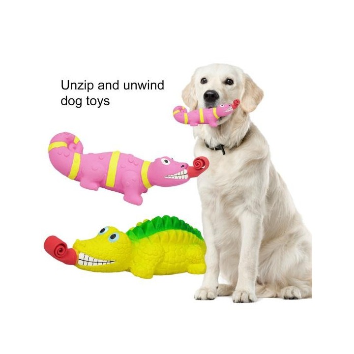 Hundespielzeug in Eidechsen-/Krokodilform, Stressabbau, Zahnreinigung, weich, elastisch, Stimm-Quetschspielzeug, amüsantes Sp