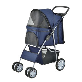 Hundewagen Niceville mit Regenschutz und Tasche 73 x 46 x 100 cm Blau pro.tec