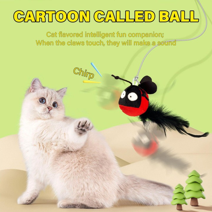 Interaktives Katzenspielzeug Insekt mit Plüschschwanz, elastischem Türrahmen, zum Aufhängen, Teaser, Tierspielzeug für Katzen