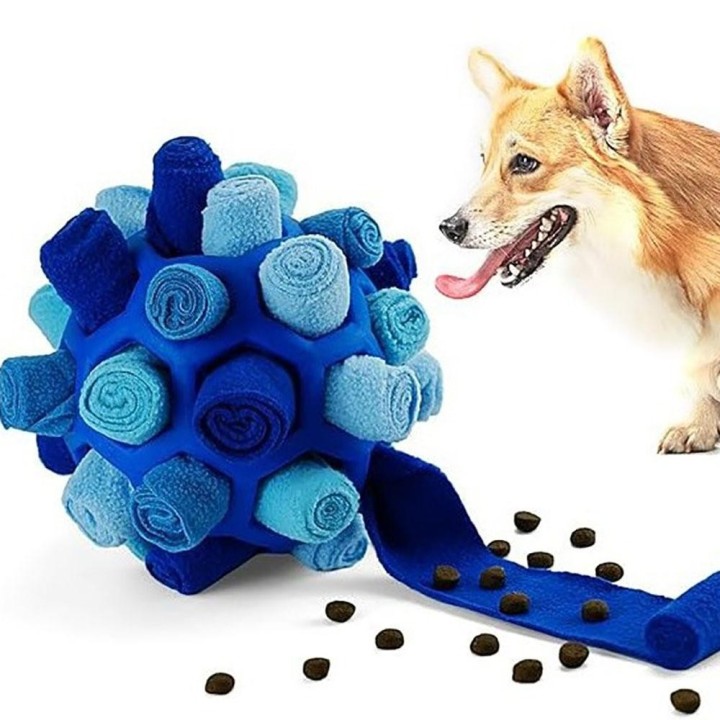 Interaktiver Schnüffelball für Hunde, langsameres Futtertraining, mit Loch, verstecktem Futter, tragbares Puzzlespielzeug