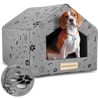 Hundehausbett 50x40 cm Wasserdicht Knochen Schwarz 50x40 cm dunkelgrau