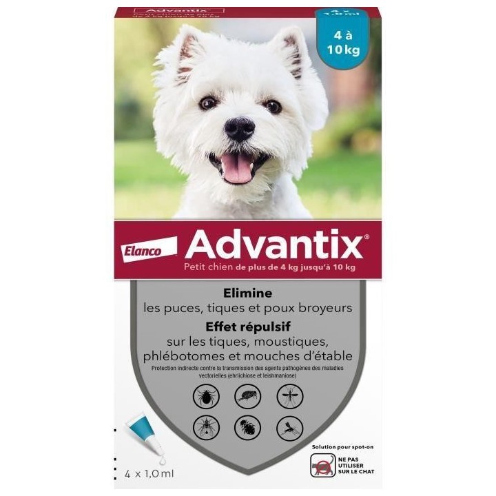 Advantix Dog Antiparasitic Solution Small Breed 4 bis 10kg 4 Pipetten