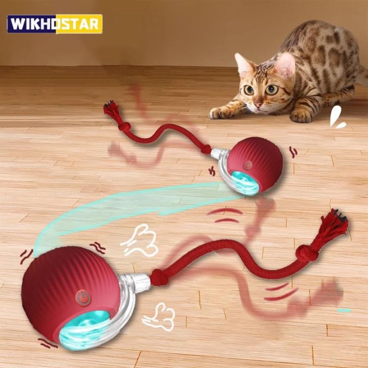 Interaktives Katzenball-Spielzeug, automatischer rollender Ball, Kunstschwanz, wiederaufladbar, intelligentes elektrisches Ha