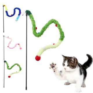 Weicher, bunter Katzen-Teaser-Stick aus Plüsch, interaktives Katzenspielzeug, Katzen-Plüsch-Teaser-Stab, lindert Ängste rosa