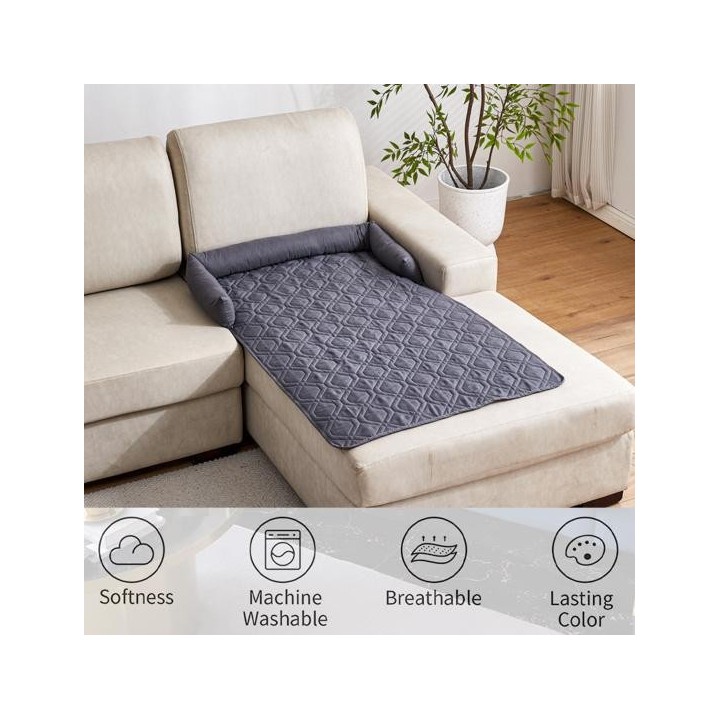 Hundebettmatte mit Nackenrolle, rutschfest, leicht zu reinigen, Haustierbett, 2-in-1, wasserdicht, Sofa, Haustierdecke für Ka