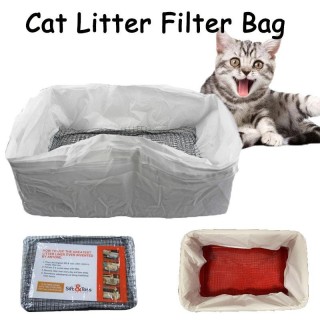 10 Stück Katzenstreu-Filterbeutel, wiederverwendbar, Katzenkot-Einlage mit Filternetz, tragbarer Kordelzug, Katzentoiletten-E