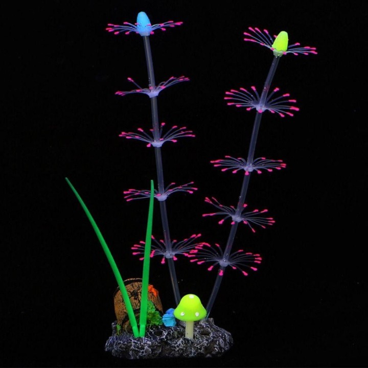 Dekorative Silikon Wasser Gras Fluoreszierende Künstliche Korallen Simulation Wasserpflanzen Aquarium violett