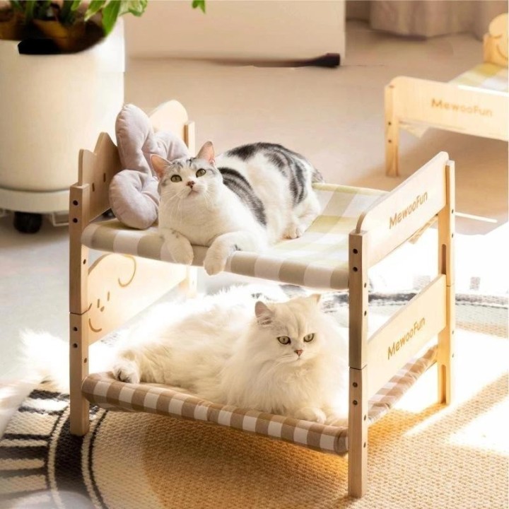 Haustierbetten aus Holz, Katzenbett für den Sommer, Kätzchen-Hängematte, stabiles Hundebett aus Massivholz, für Welpen und kl