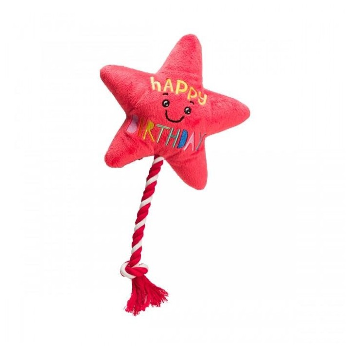 House of Paws Star Happy Birthday Seil-Hundespielzeug One Size rosa